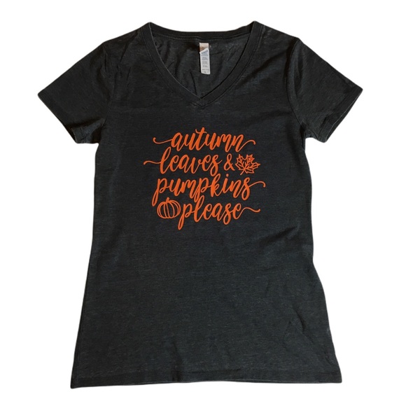 Women’s Threadfast Apparel Fall Custom Short Sleeve Shirt Autumn Pumpkins Cute - Picture 2 of 10